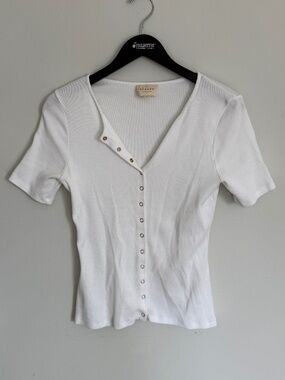 Sezane Ribbed Short Sleeve T-Shirt